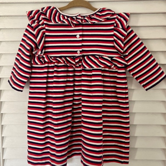 EUC Janie and Jack Toddler Girls Red White Blue Stripe Dress size 18-24m - Picture 3 of 5